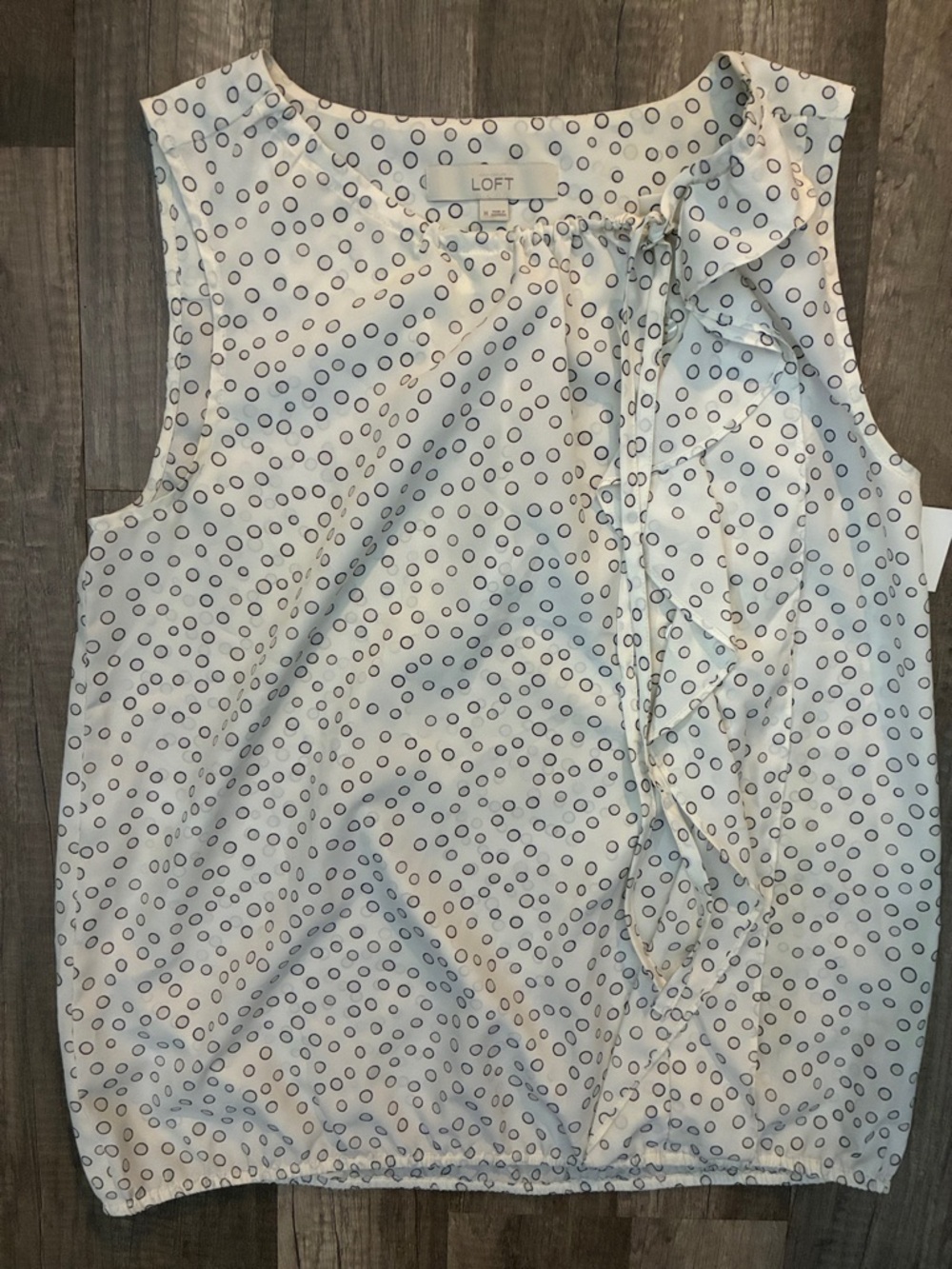 LOFT White Sleeveless Polka Dot Ruffle Camisole